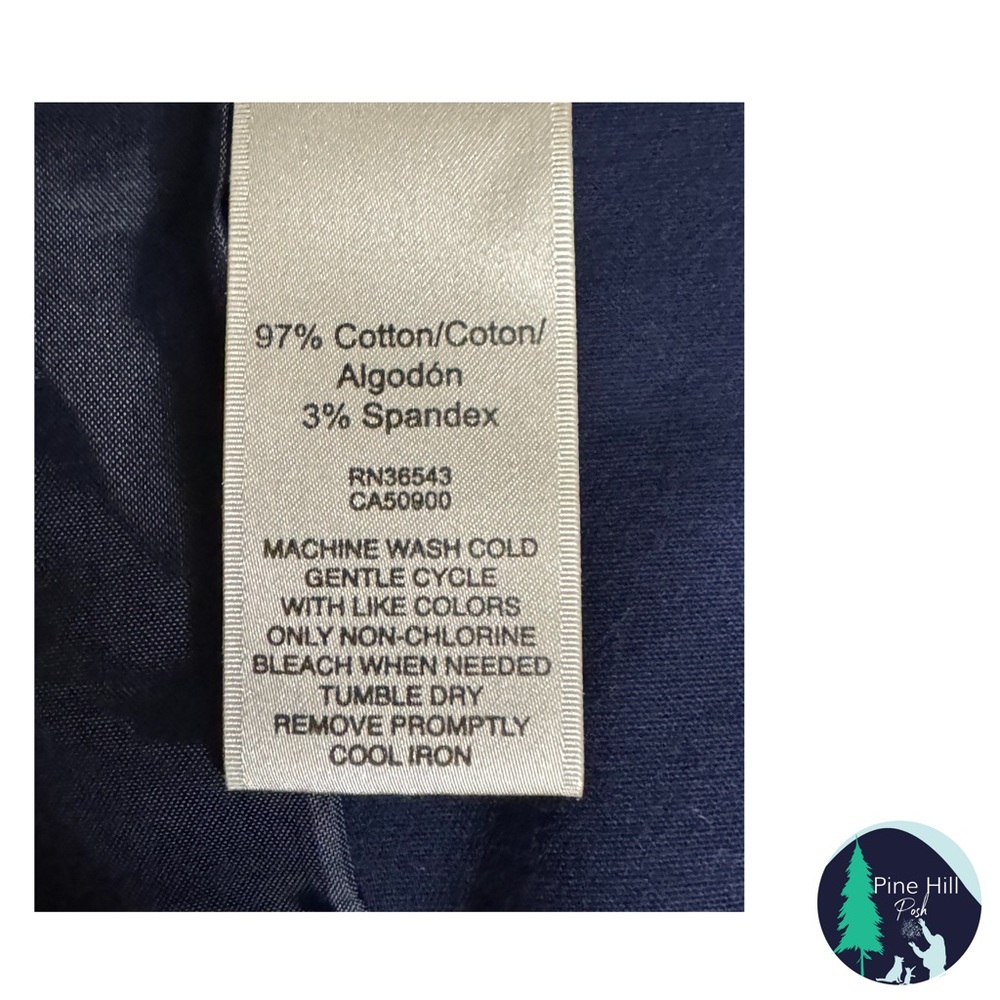 Vintage Van Heusen Stretch Twill Pants Chinos Womens 10 Navy Blue Tapered FLAW - Picture 6 of 8